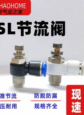 气动快插SL8-02快速4-M5气管接头6-01节流阀10-03/12-04气缸调速
