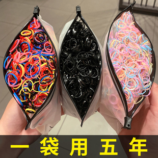 扎头发橡皮筋黑色加粗款 不伤发女童可爱一次性弹性好果冻色头绳
