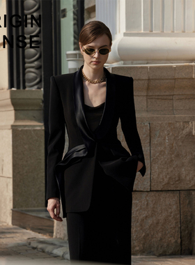 ORIGIN SENSE/知觉之门高端定制轻奢穿搭小众不对称设计黑色套装