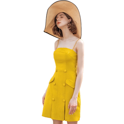 夏季新品露锁骨小个子风连衣裙