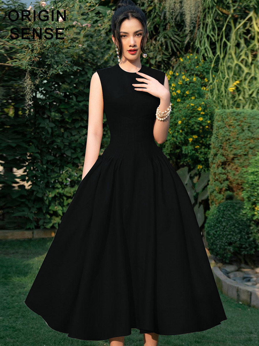 精致优雅气质女人味合体复古欧式版型赫本风小黑裙日常可穿小礼服