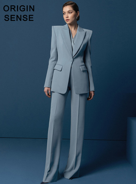 ORIGIN SENSE/知觉之门精品精英女性垫肩气场女直筒裤西装两件套