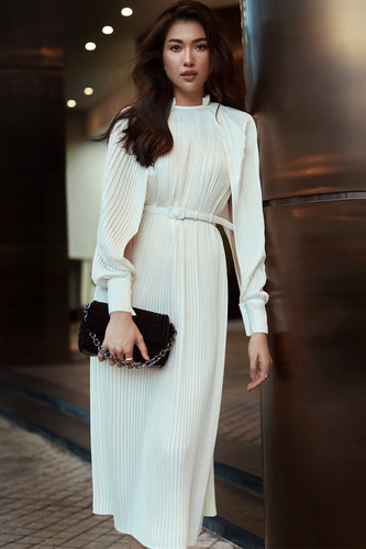 知觉之门压褶白色长裙