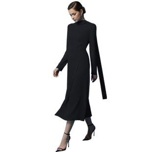 ORIGIN SENSE/知觉之门堆堆小立领气质知性职场修身柔软连衣裙