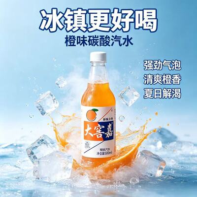 果味饮料老北京风味橙味汽水500ML碳酸饮料解暑大瓶整箱批发囤货