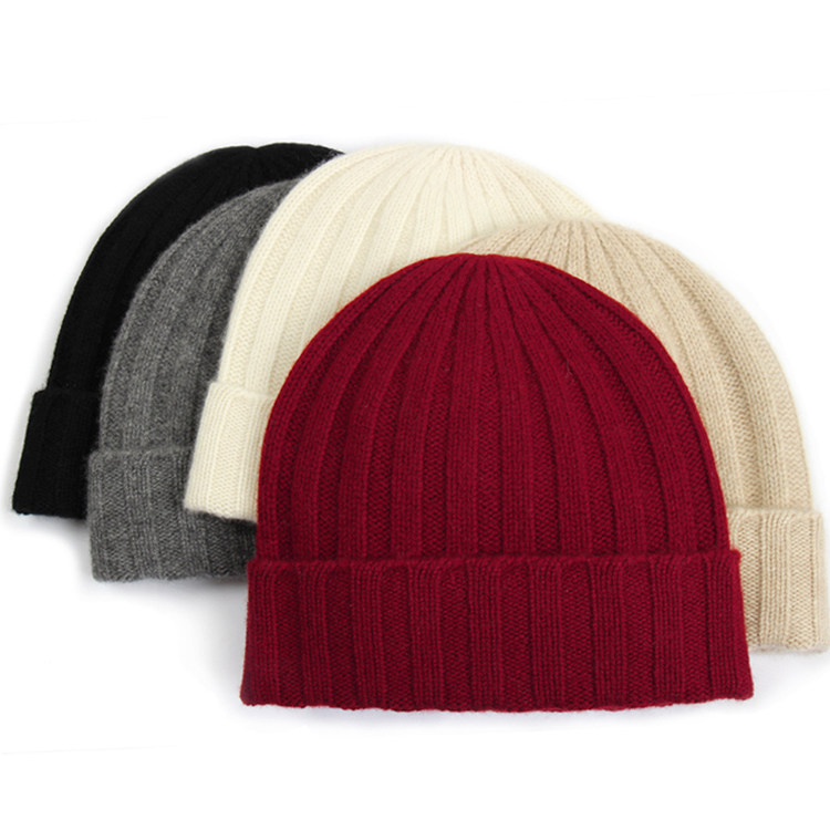 显瘦防寒加厚！山羊绒挽边针织帽