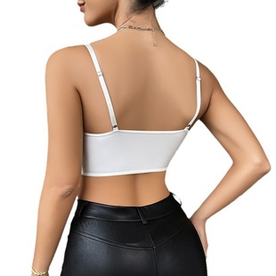 白色欧美时尚性感外穿内搭蕾丝纯欲吊带小背心辣妹超短款上衣