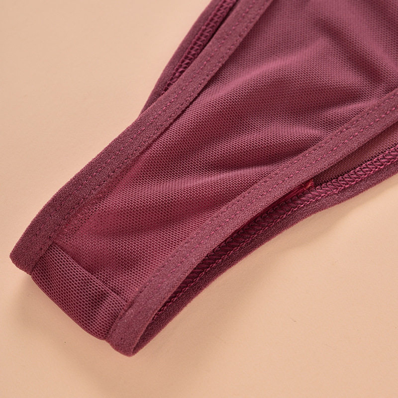 高腰内裤女性感迷人痕网纱透明舒适薄款透气高边腰带丁字裤锦纶