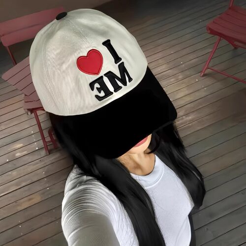 韩国I love me爱心刺绣撞色显脸小棒球帽情侣百搭遮阳情侣鸭舌帽