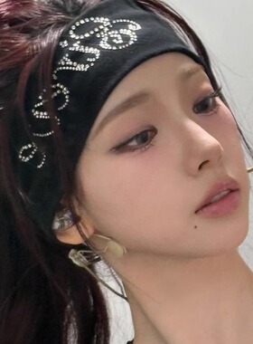 柳智敏同款烫钻运动瑜伽健身发带头带女韩国字母吸汗弹力发箍头饰
