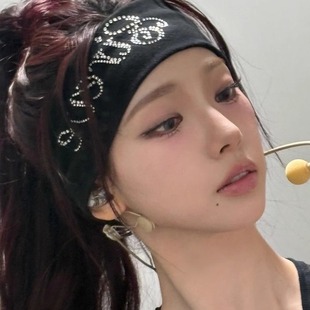 柳智敏同款烫钻运动瑜伽健身发带头带女韩国字母吸汗弹力发箍头饰