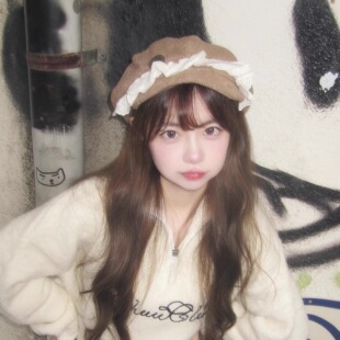 日系秋冬高级感慵懒风画家帽子女可爱花边八角帽显脸小报童帽百搭