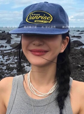 韩国ins博主同款字母刺绣平檐棒球帽女复古百搭显脸小遮阳鸭舌帽