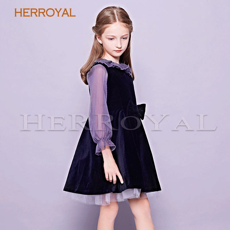 HERROYAL春季公主裙女童连衣裙钢琴表演走秀主持礼服裙中大童