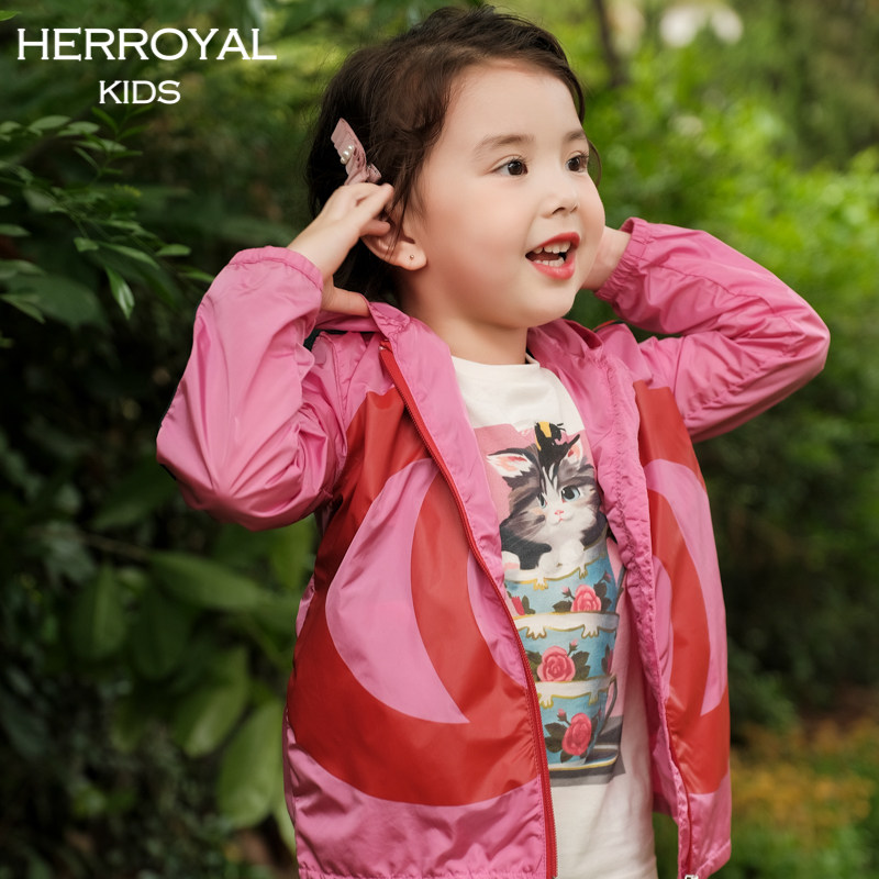 HERROYAL2026春夏装薄款外套中大童女童风衣夹克亲子轻薄