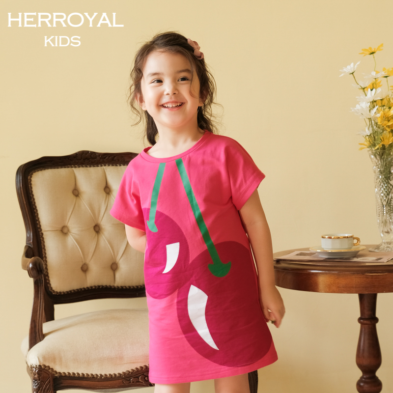 herroyal女童装美萌t恤裙学院风