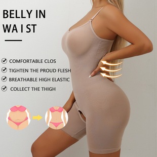 跨境欧美吊带聚拢平角打底镂空底裆连体内衣女士收腹提臀内衣