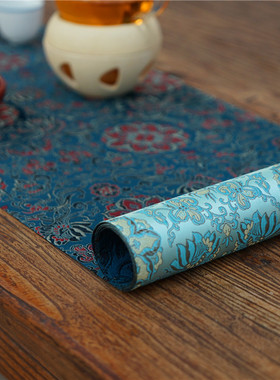 双面茶席吸水高档禅意防水茶垫可尺寸织锦桌旗茶旗新中式茶垫