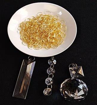 水晶灯具灯饰配件不锈钢圈珠帘欧式灯LED平板灯台灯吊灯挂