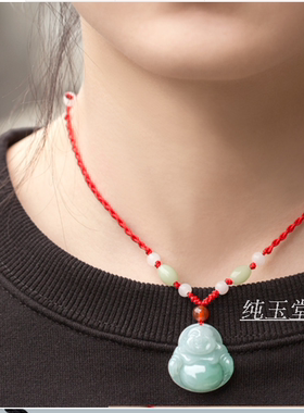 玉佛淡绿色女款项链挂绳吊坠