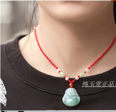 玉佛淡绿色女款项链挂绳吊坠