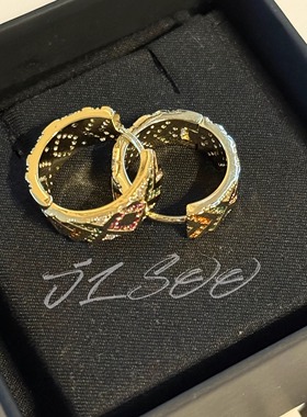 1000SE彩色锆石圆环耳圈女高级感百搭设计师款耳饰