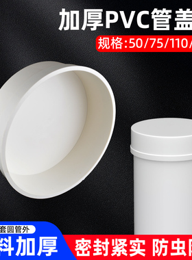 PVC管帽排水管配件盖子堵帽50 75 110管堵盖下水管堵头保护盖160