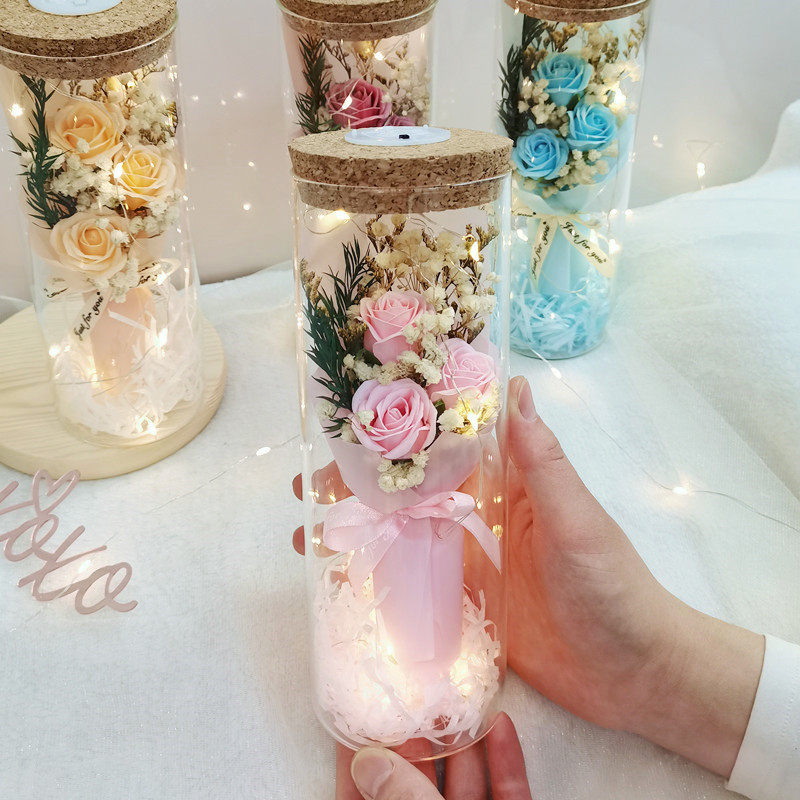 永生花满天星玫瑰干花摆件图片