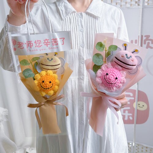 手工毛线钩织向日葵仿真花