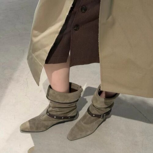 西部牛仔靴女美拉德风堆堆短靴