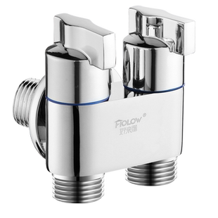 全铜一进二出三通角阀双控分水器阀门带开关洗衣机龙头一分二接头