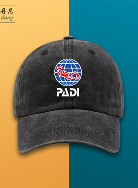 世界潜水联合会CMAS世界潜联PADI潜水教练协会男鸭舌帽户外遮阳帽