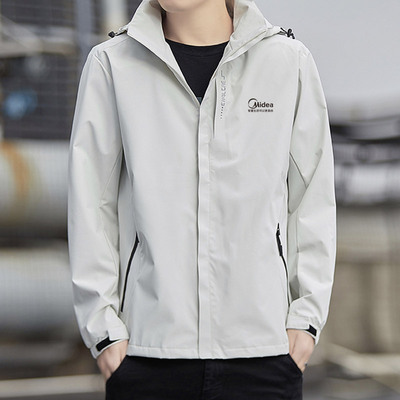 新款美的工作服连帽冲锋衣夹克外套宽松舒适空调电器工装广告衫