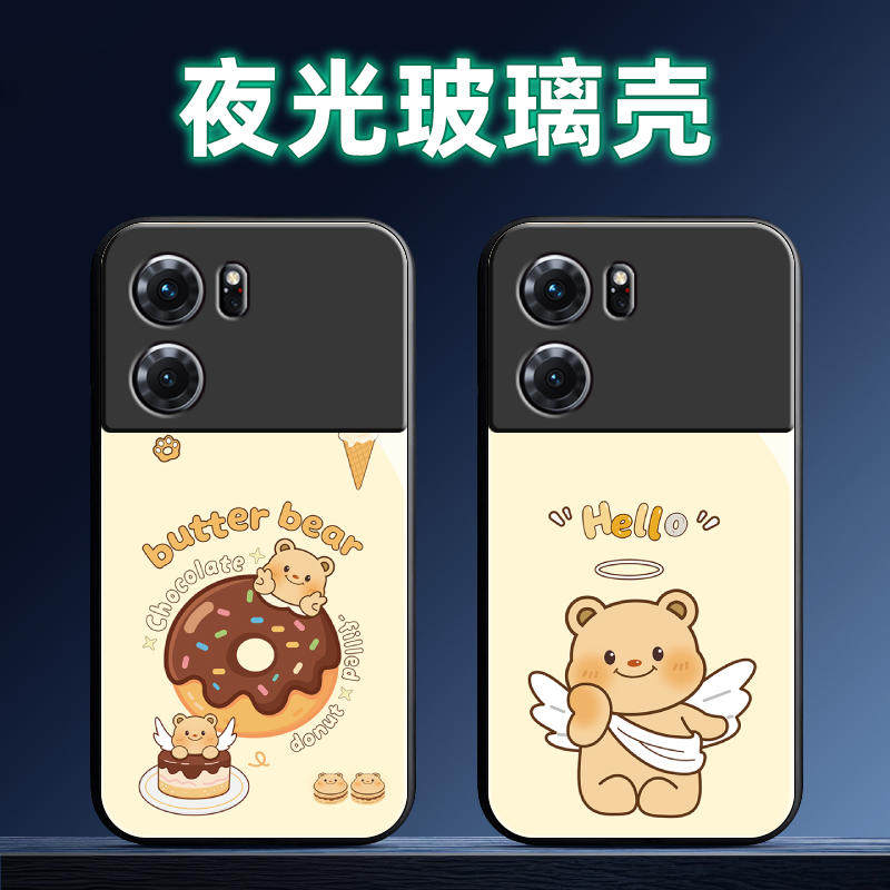 适用OPPOK10夜光玻璃手机壳活力版保护套Pro全包x防摔软定制薄硅胶黄油小熊液态直边创意新款女卡通网红时尚,3C数码配件,手机保护套/壳,淘宝优惠券,粉丝福利购,淘宝优惠卷