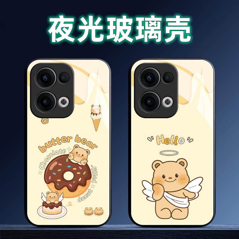适用OPPOReno13夜光玻璃手机壳Pro保护套软全包防摔定制薄硅胶黄油小熊情侣液态女卡通高级网红新款简约时尚,3C数码配件,手机保护套/壳,淘宝优惠券,粉丝福利购,淘宝优惠卷