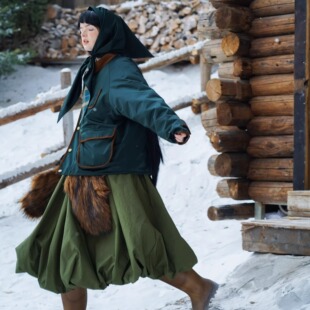 含三角巾 WOKERKER 复古巴恩风猎人绿90白鸭绒羽绒服