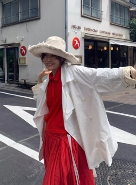 WOKERKER  秋款复古New Vintage英式纸感长绒棉百搭轻量工装风衣