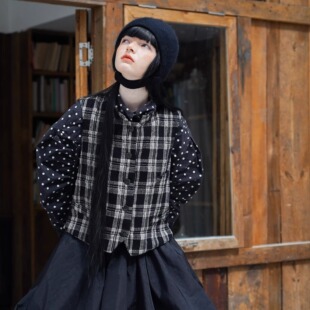 WOKERKER 复古小男孩圣诞格子羊毛拼接灯芯绒百搭保暖马甲