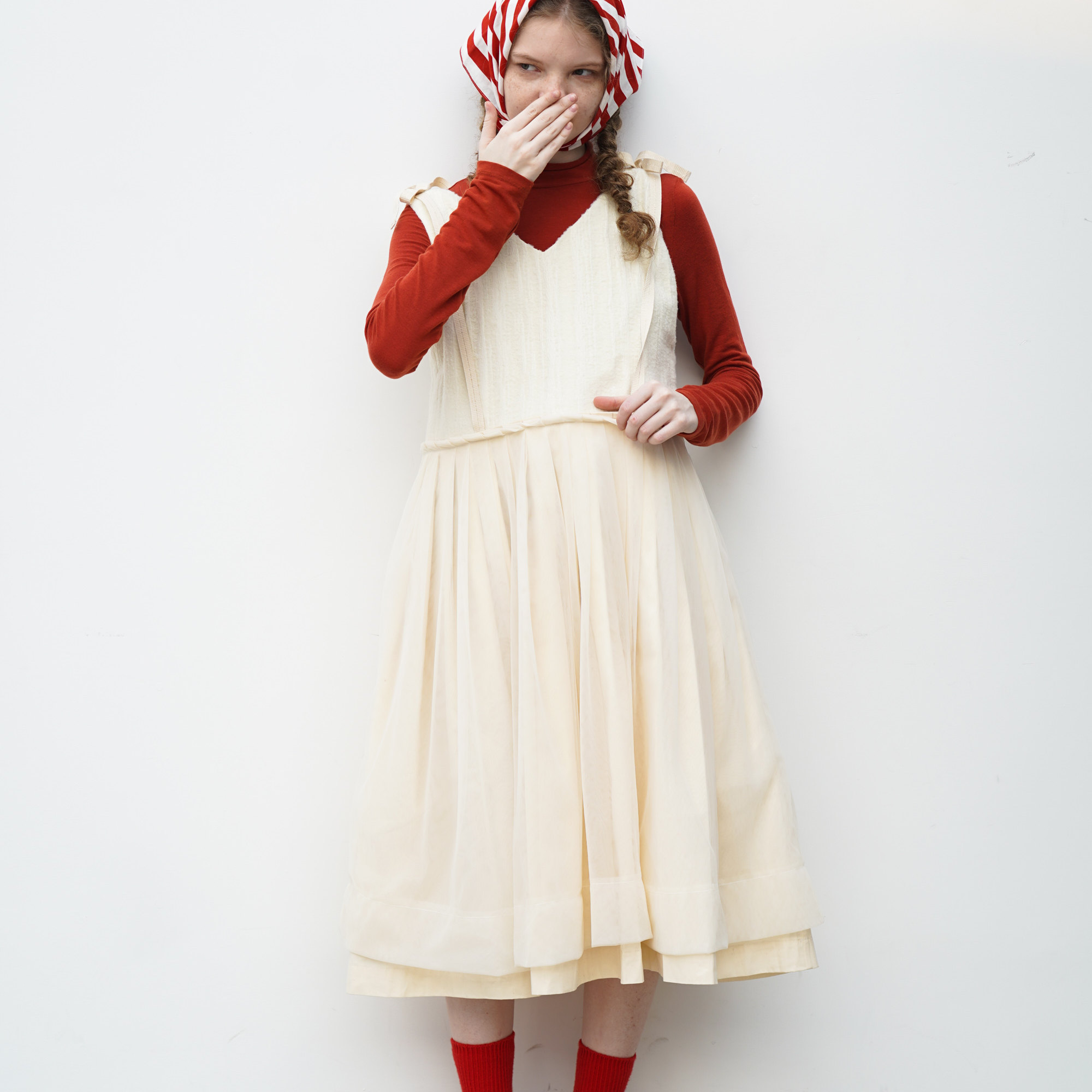 WOKERKER “提线木偶”白色拼接背心长裙绑带网纱连衣裙,女装/女士精品,连衣裙,淘宝优惠券,粉丝福利购,淘宝优惠卷