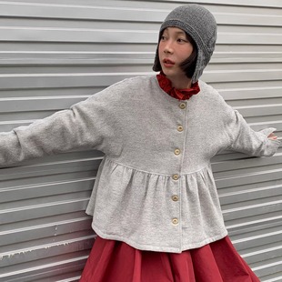 WOKERKER 上衣外套 日系宽松纯羊毛保暖正反两穿连袖