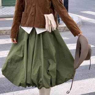 WOKERKER 日系三色泡泡裙5米大用量松紧腰半身裙