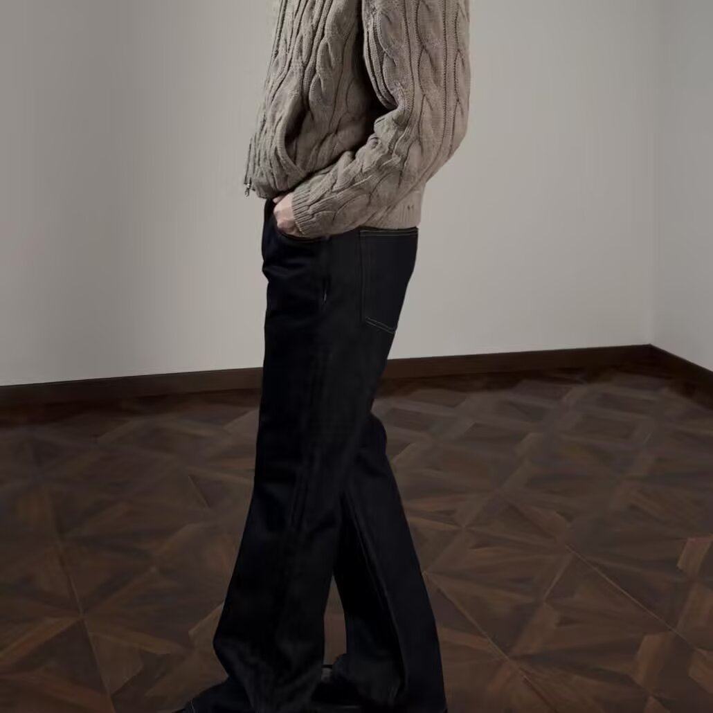 美式复古窄版阔腿牛仔裤男简约宽松直筒cleanfit裤子潮,男装,牛仔裤,淘宝优惠券,粉丝福利购,淘宝优惠卷