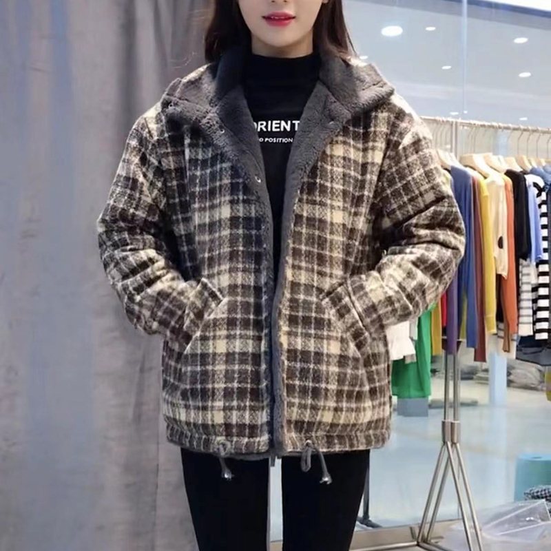 加绒加厚羊羔毛外套女棉衣棉服