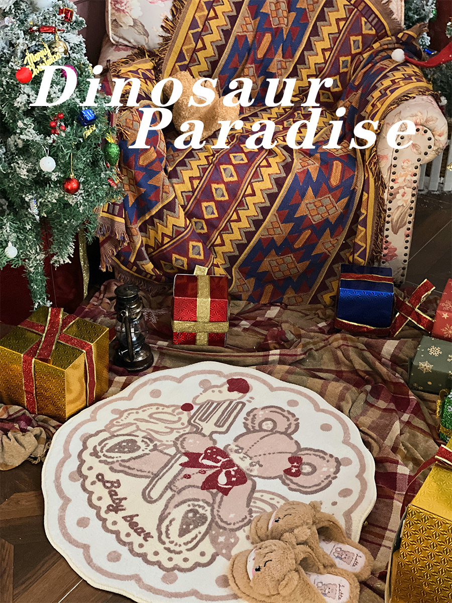 小恐龙乐园原创圣诞玩偶地毯圆毯