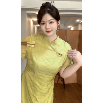 哒头.Studio【月影】微胖大码2024新款新中式设计感显瘦连衣裙女