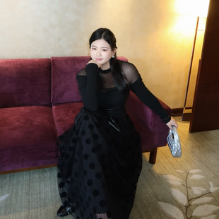 DATOO Studio新品【优雅赫本】绝美气质赫本风波点显瘦打底连衣裙