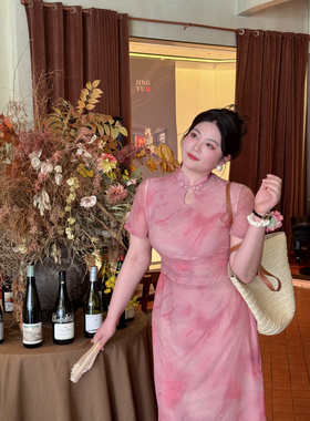 哒头.STUDIO【胭脂扣】新中式微胖mm大码2024年新款显瘦连衣裙