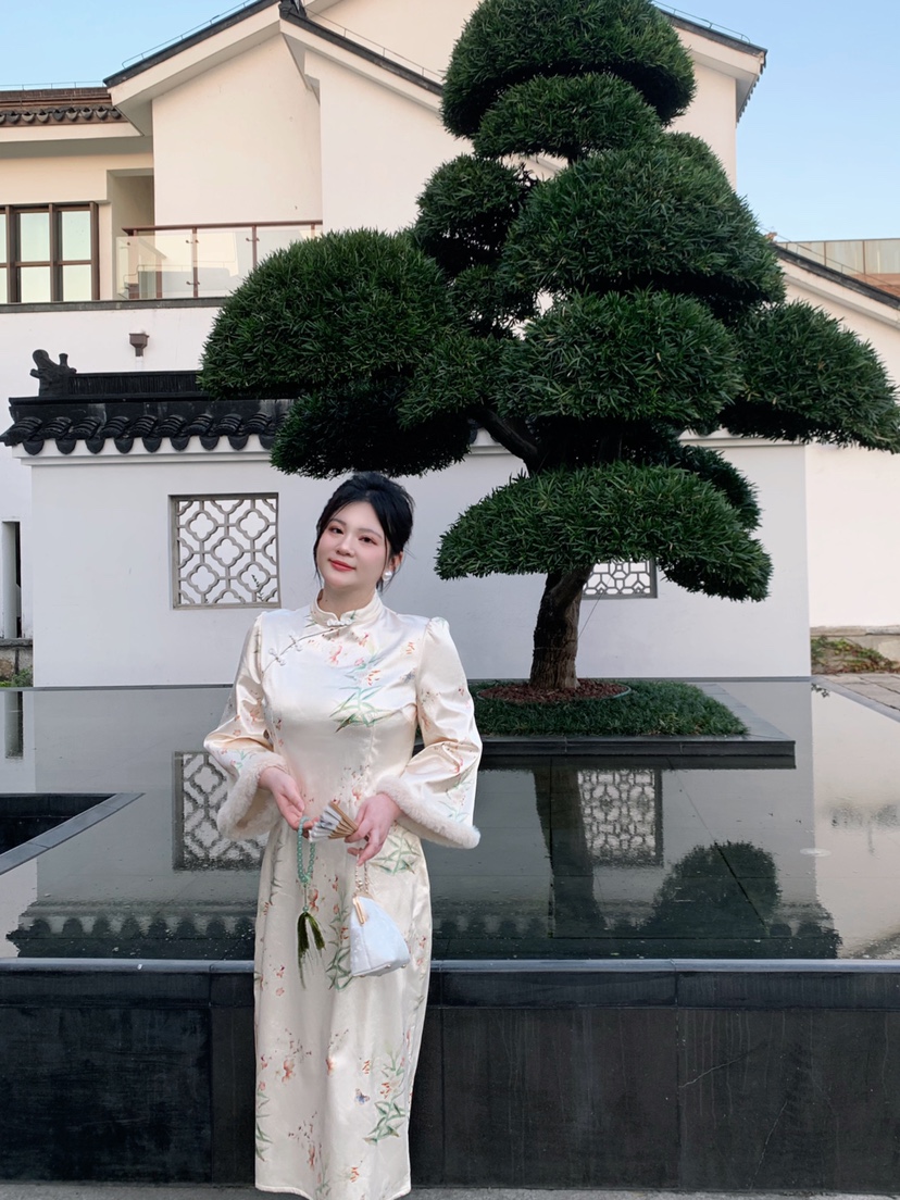 微胖mm大码显瘦加厚连衣裙新中式