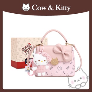 官方正品 小众卡通印花手提包斜挎包包 Cow&Kitty小方包女2025新款