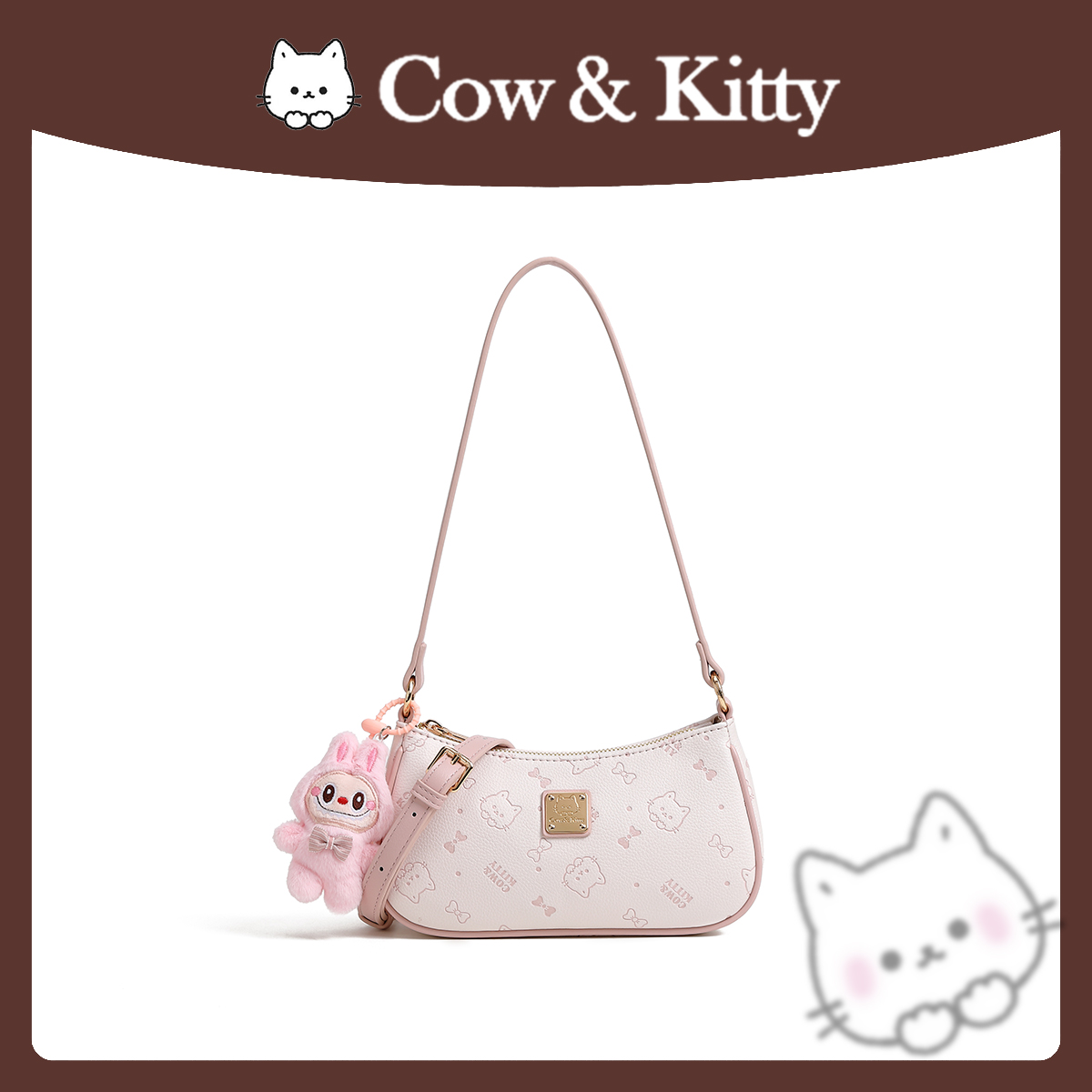 【刘叮当甄选】CowKitty/璀璨樱花时尚法棍包单肩斜挎8062樱花粉